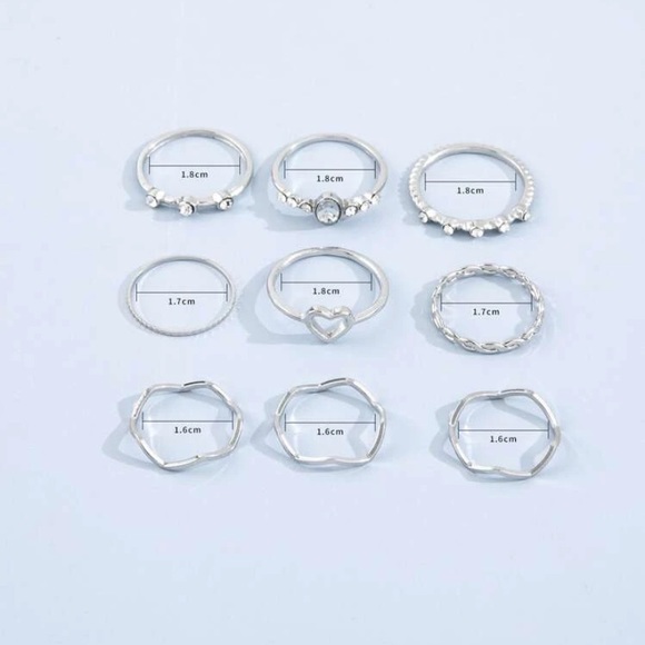 9pcs Rhinestone Ring - Picture 4 of 5
